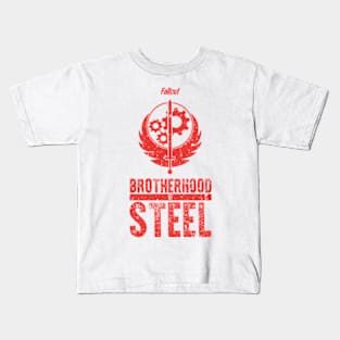 FALLOUT: BROTHERHOOD OF STEEL (WHITE SHIRT GRUNGE) Kids T-Shirt